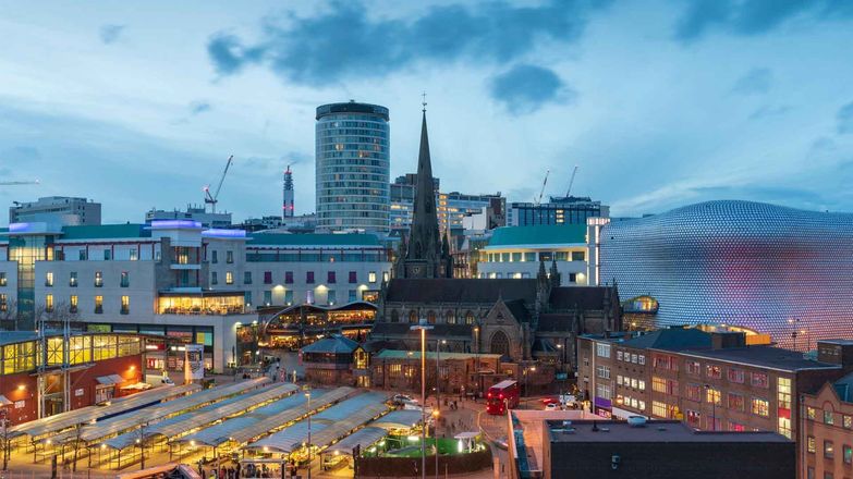Birmingham business district in the West midlands