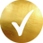 CA tick in gold circle