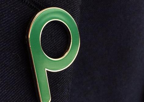 Propertymark lapel badge on suit jacket