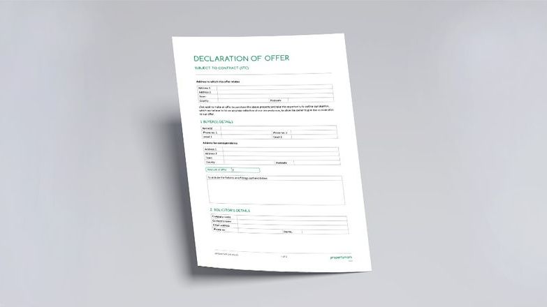 Propertymark Declaration of Offer form