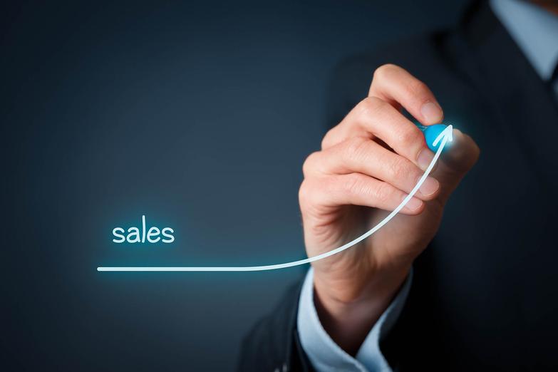 Hand drawing line to show sales progression
