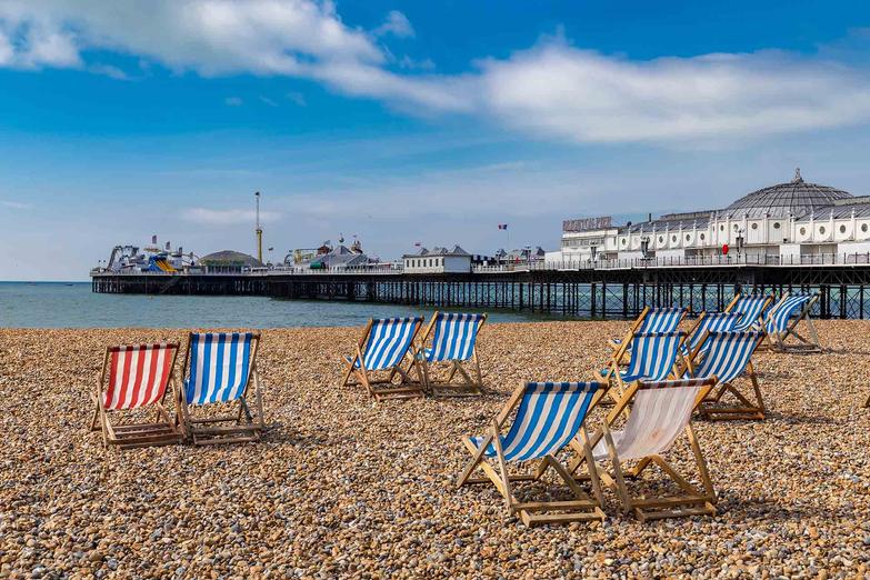 Deckchairs on Brighton beach