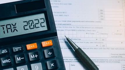 Tax 2022 written on a calculator
