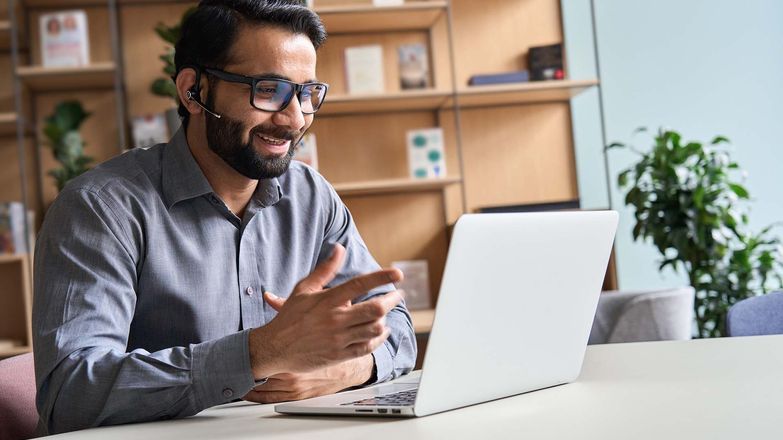 Indian business man on video call