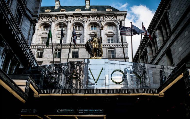 The Savoy Hotel entrance in London