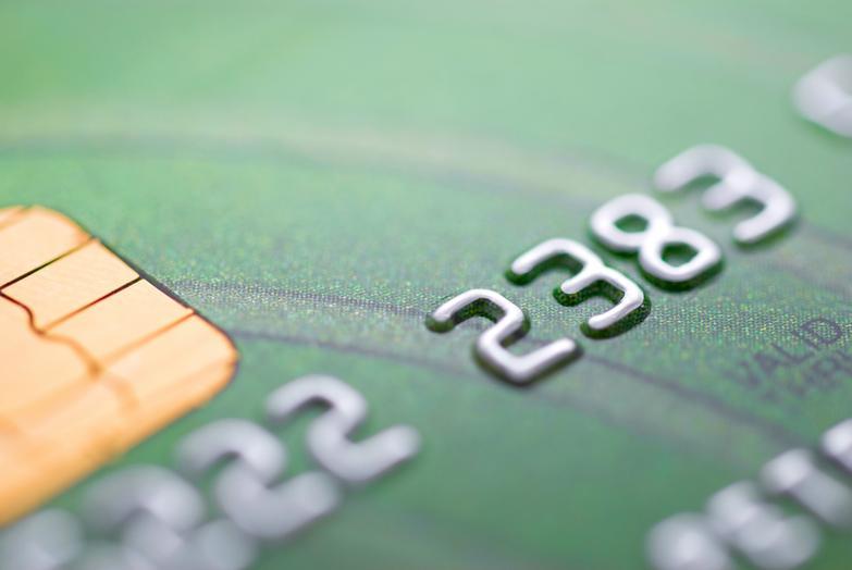 Close up view of credit card