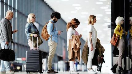 Queue at an airport