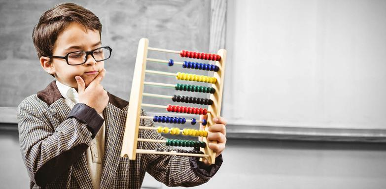 Child using abacus