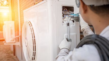 Heat pump being installed