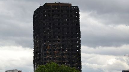 Burnt out Grenfell tower
