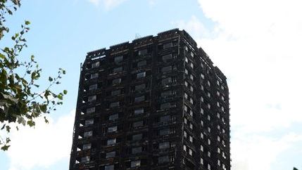 Burnt out Grenfell tower