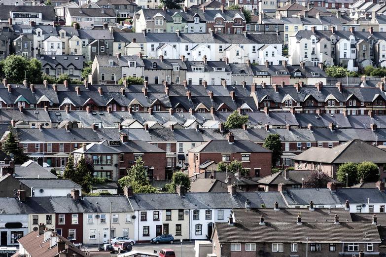Northern Ireland Londonderry rooftop houses