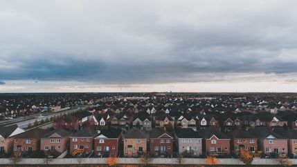 Houses next to a main road