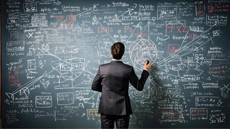 Confusing equation on chalkboard