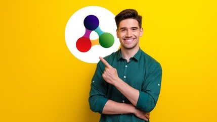Man pointing at connect triangle centered