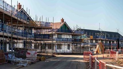 Scaffolding on houses being built