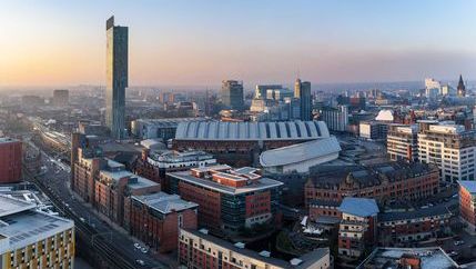 Aerial photo of Manchester skyline