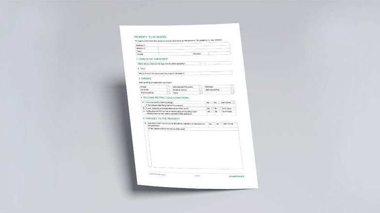 Propertymark Property Information Questionnaire lettings